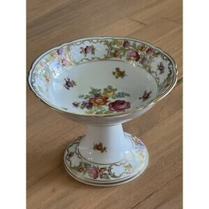 Empress Dresden Flowers Bavaria Schumann Arzberg Germany Pedestal Dish Compote